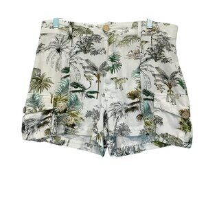Cklass Fashionline  Shorts Tropical Print Pocketed Linen Blend Women's Sz Large